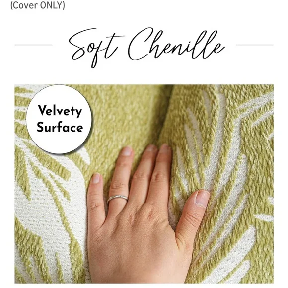 Green Leaf Pattern Lumbar Pillow Covers 2 Piece Set - Picture 4 of 5